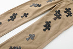 Chrome Hearts Camouflage Checkered Cross Leather Patch Denim Jeans KM15