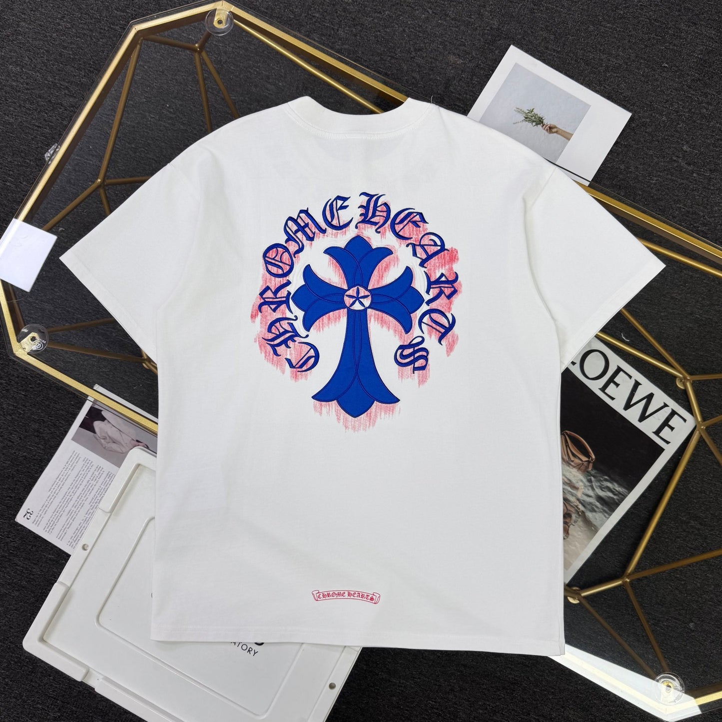 Chrome Hearts Heavy Embroidered Cross Crew Neck Short Sleeve T-Shirt