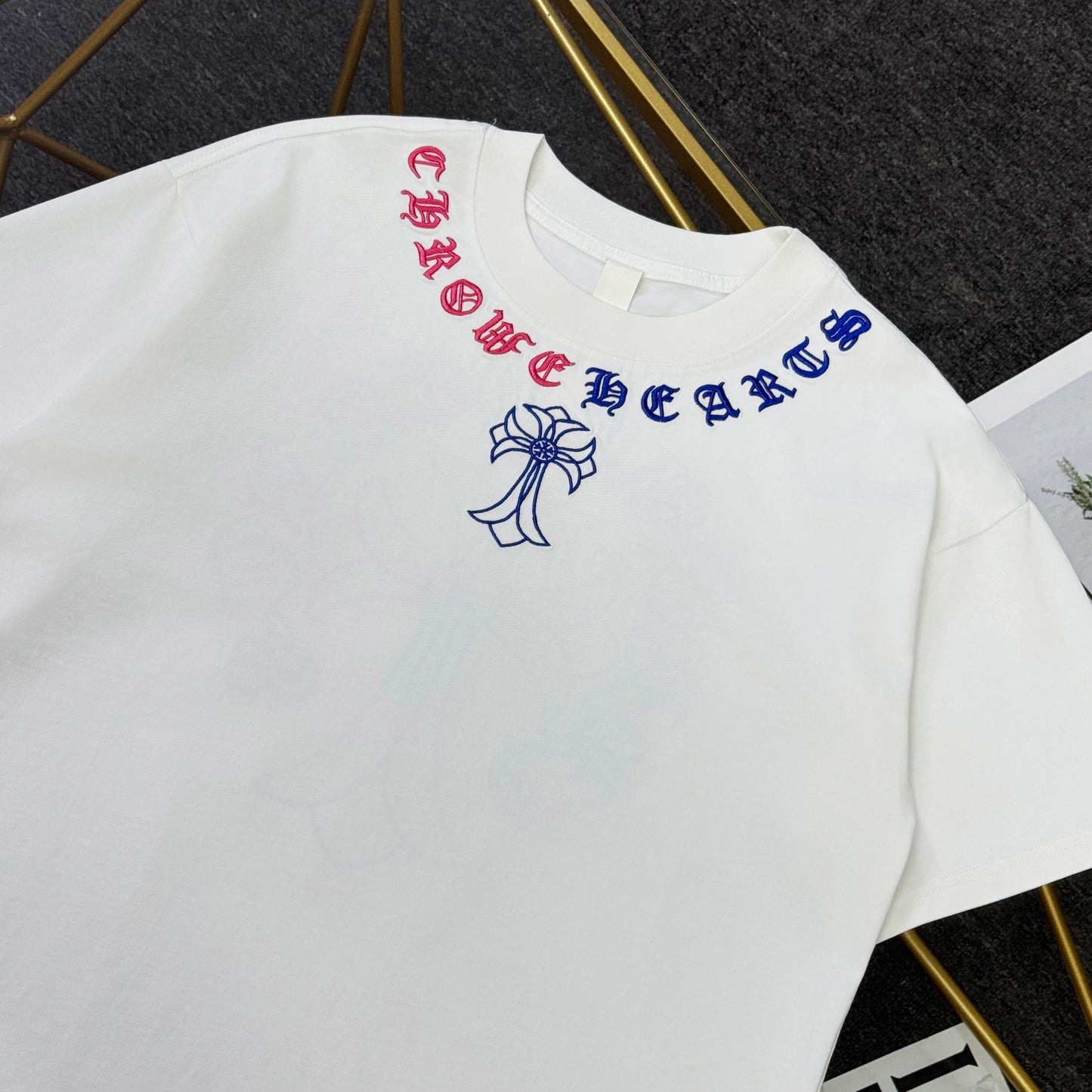 Chrome Hearts Heavy Embroidered Cross Crew Neck Short Sleeve T-Shirt