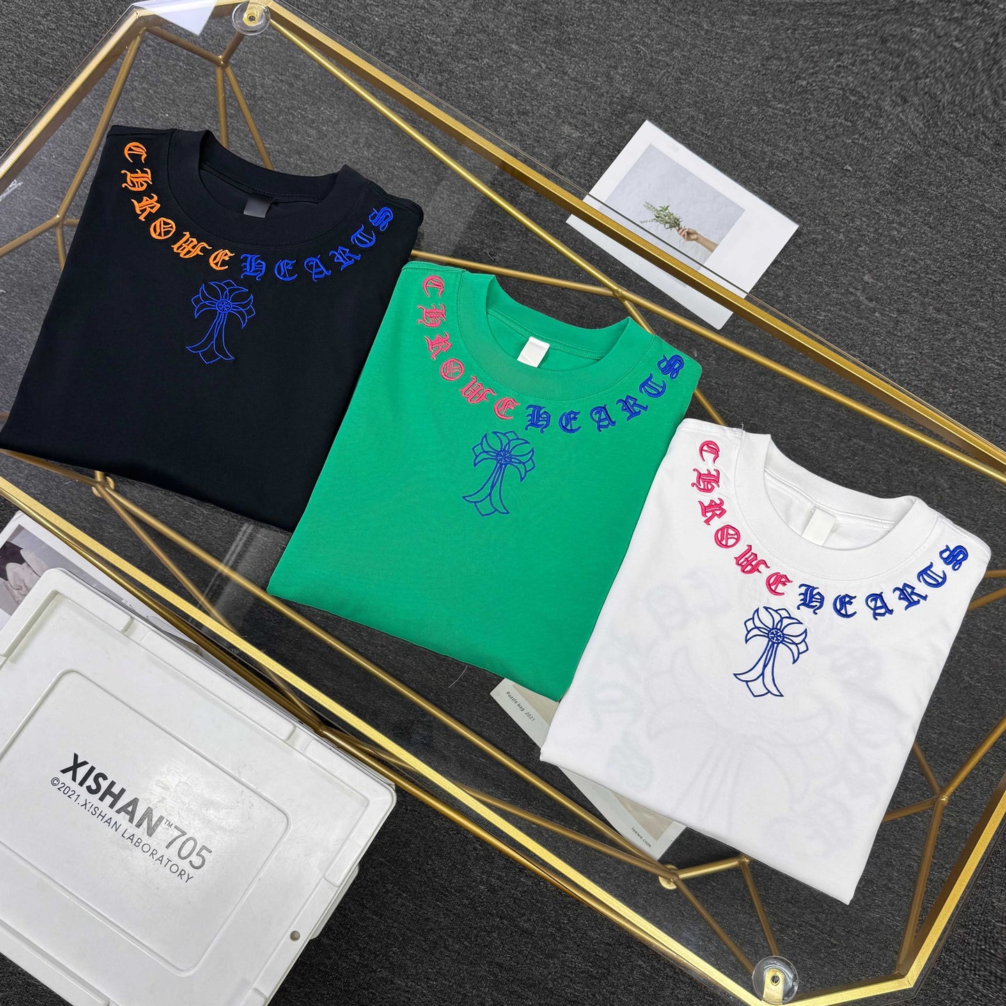Chrome Hearts Heavy Embroidered Cross Crew Neck Short Sleeve T-Shirt