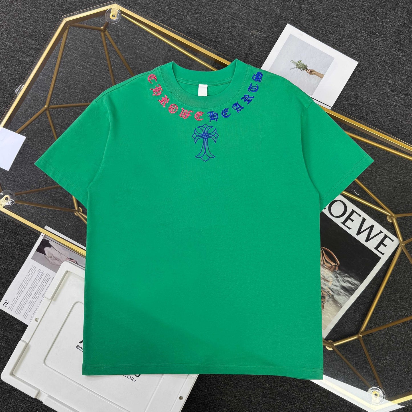Chrome Hearts Heavy Embroidered Cross Crew Neck Short Sleeve T-Shirt