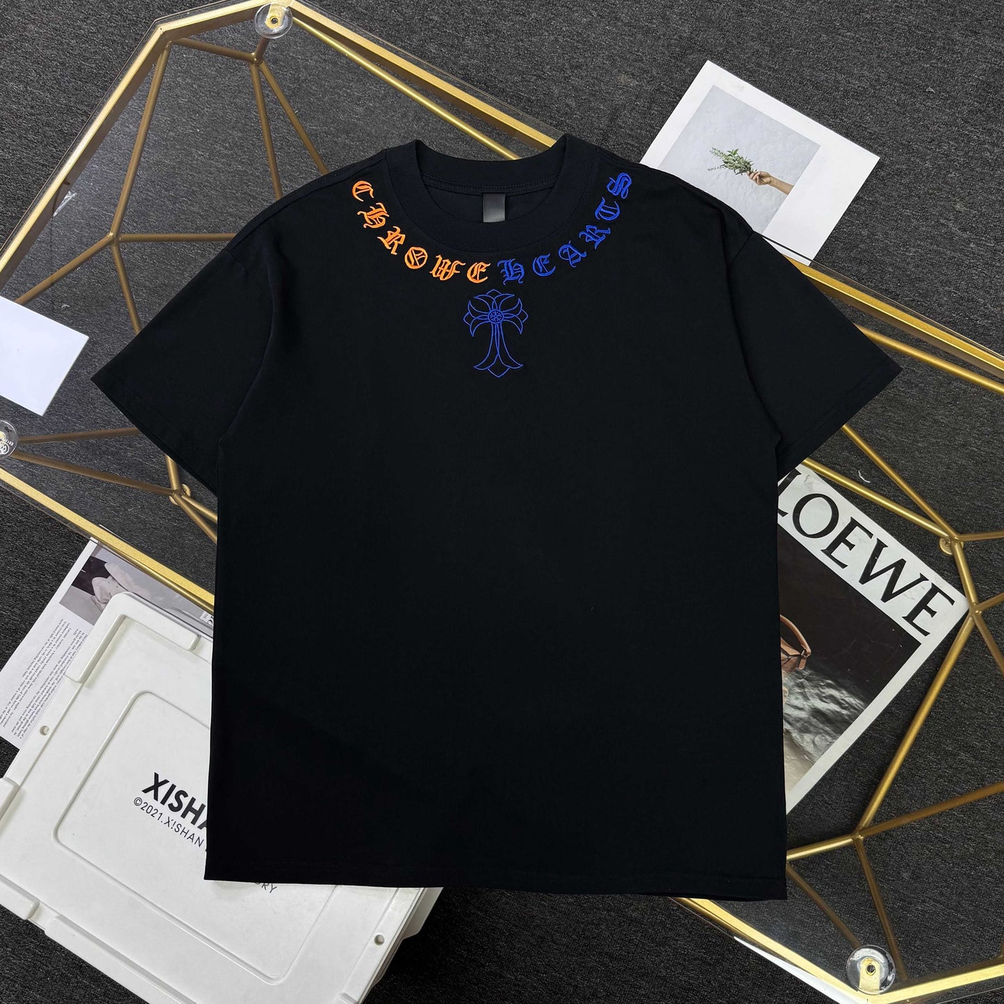 Chrome Hearts Heavy Embroidered Cross Crew Neck Short Sleeve T-Shirt