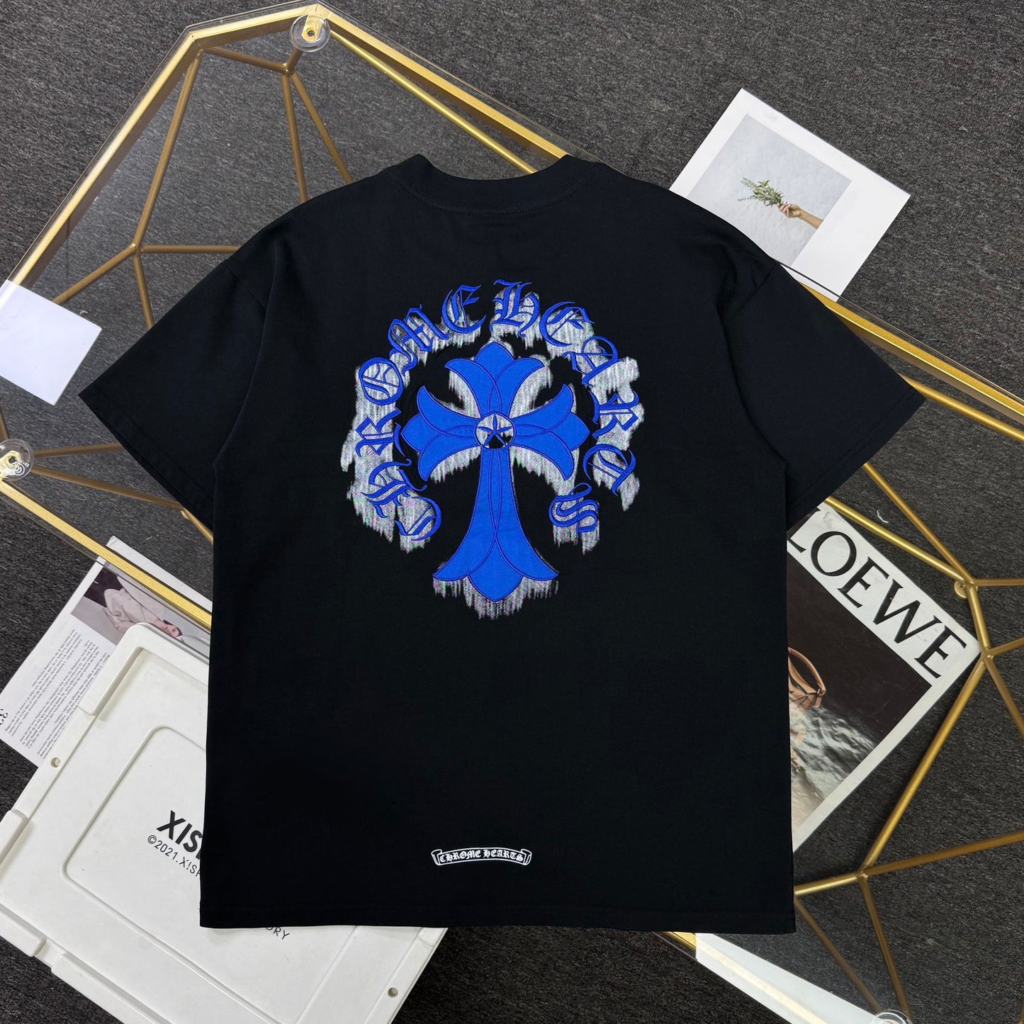 Chrome Hearts Heavy Embroidered Cross Crew Neck Short Sleeve T-Shirt