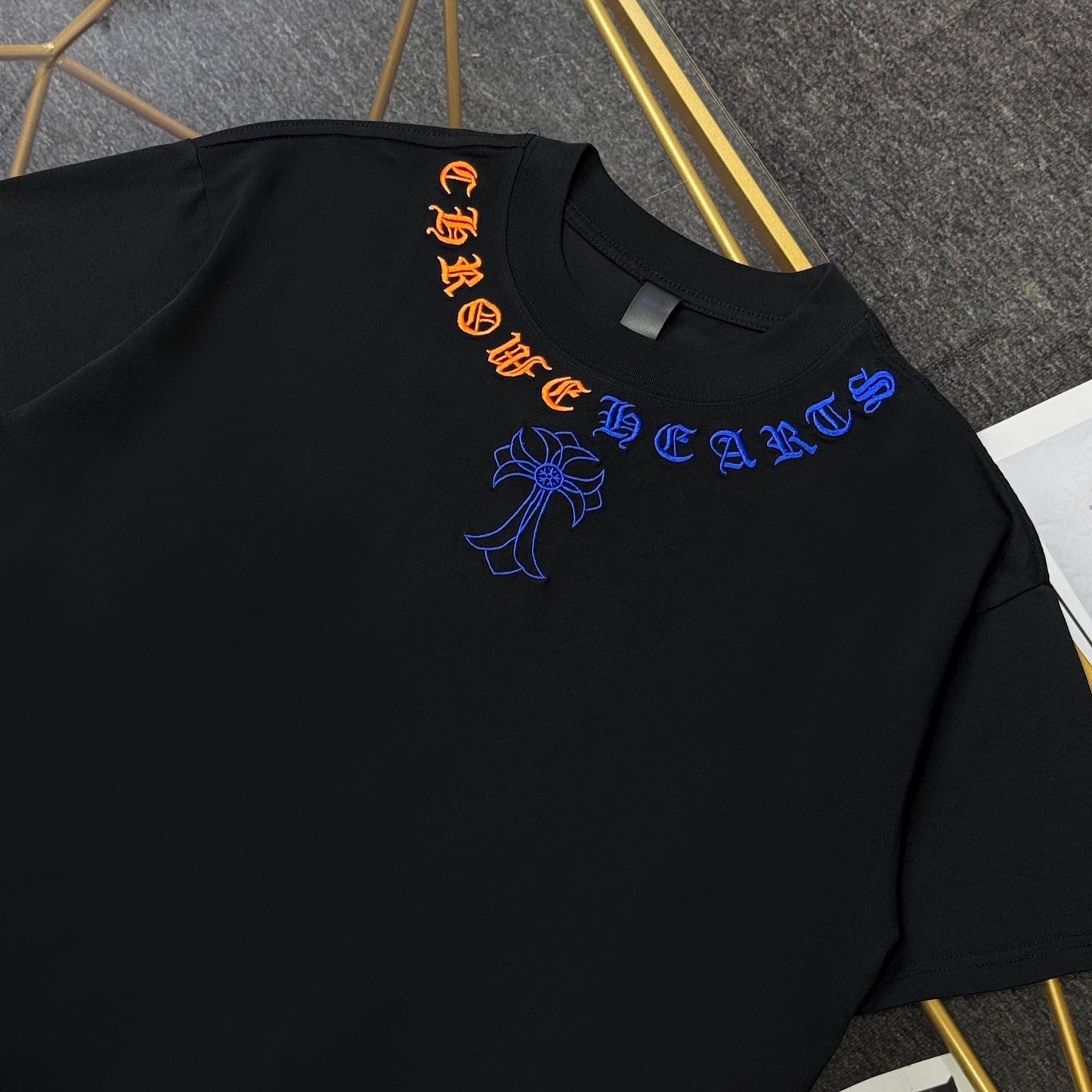 Chrome Hearts Heavy Embroidered Cross Crew Neck Short Sleeve T-Shirt