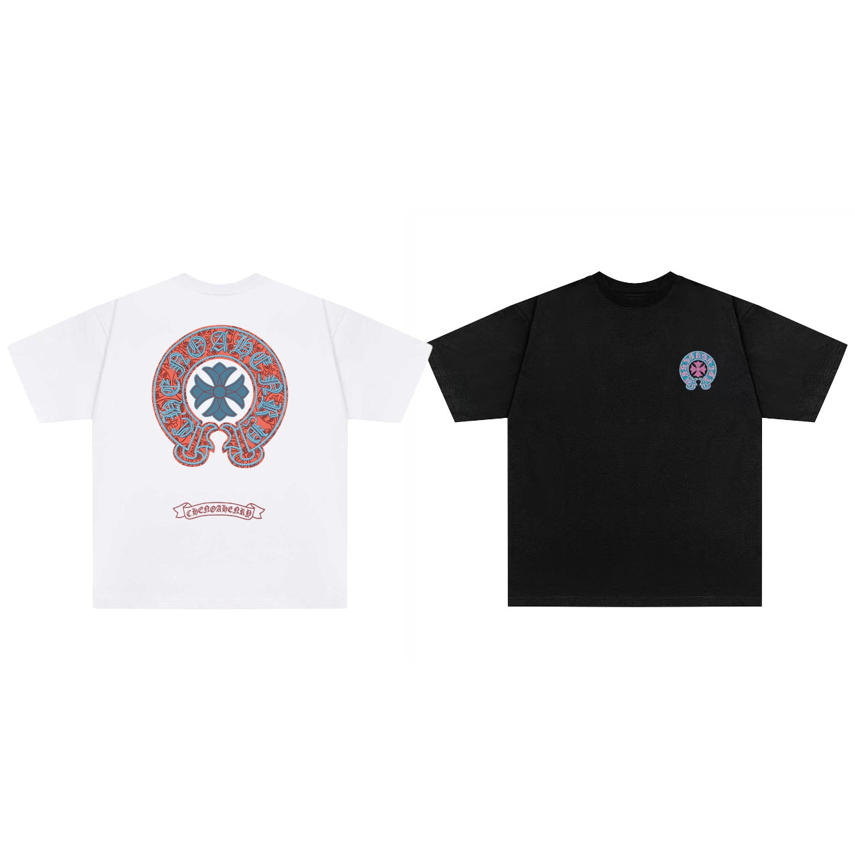 Chrome Hearts Color-Block Print Couple T-Shirts