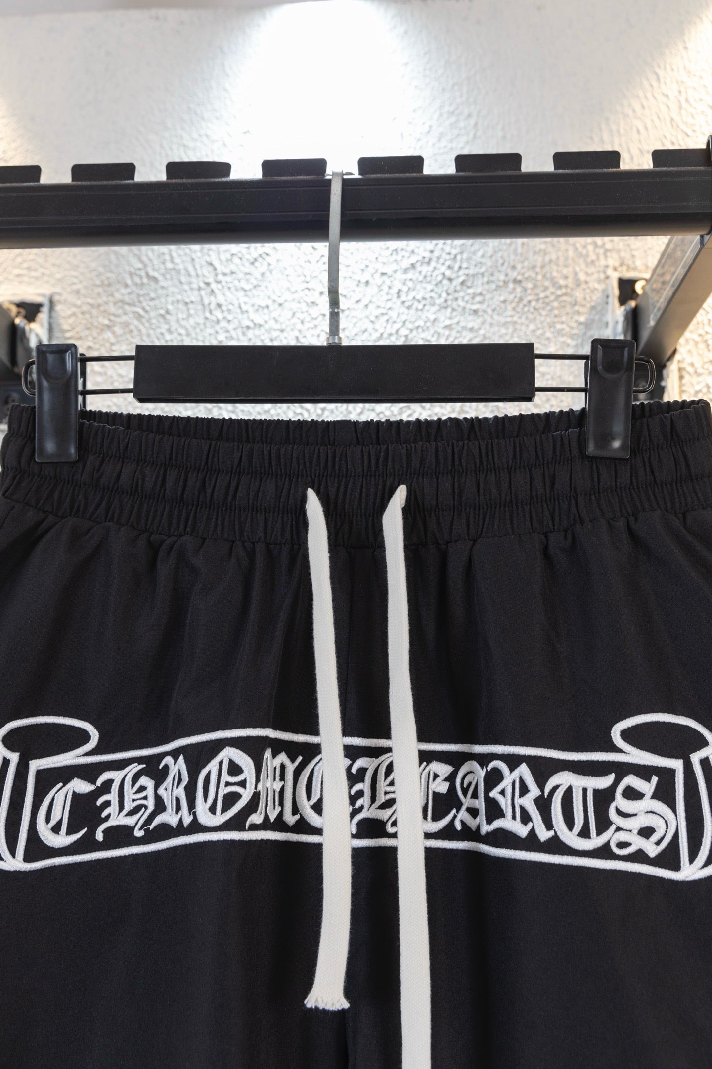 Chrome Hearts Sanskrit Letter Embroidered Logo Tape Shorts