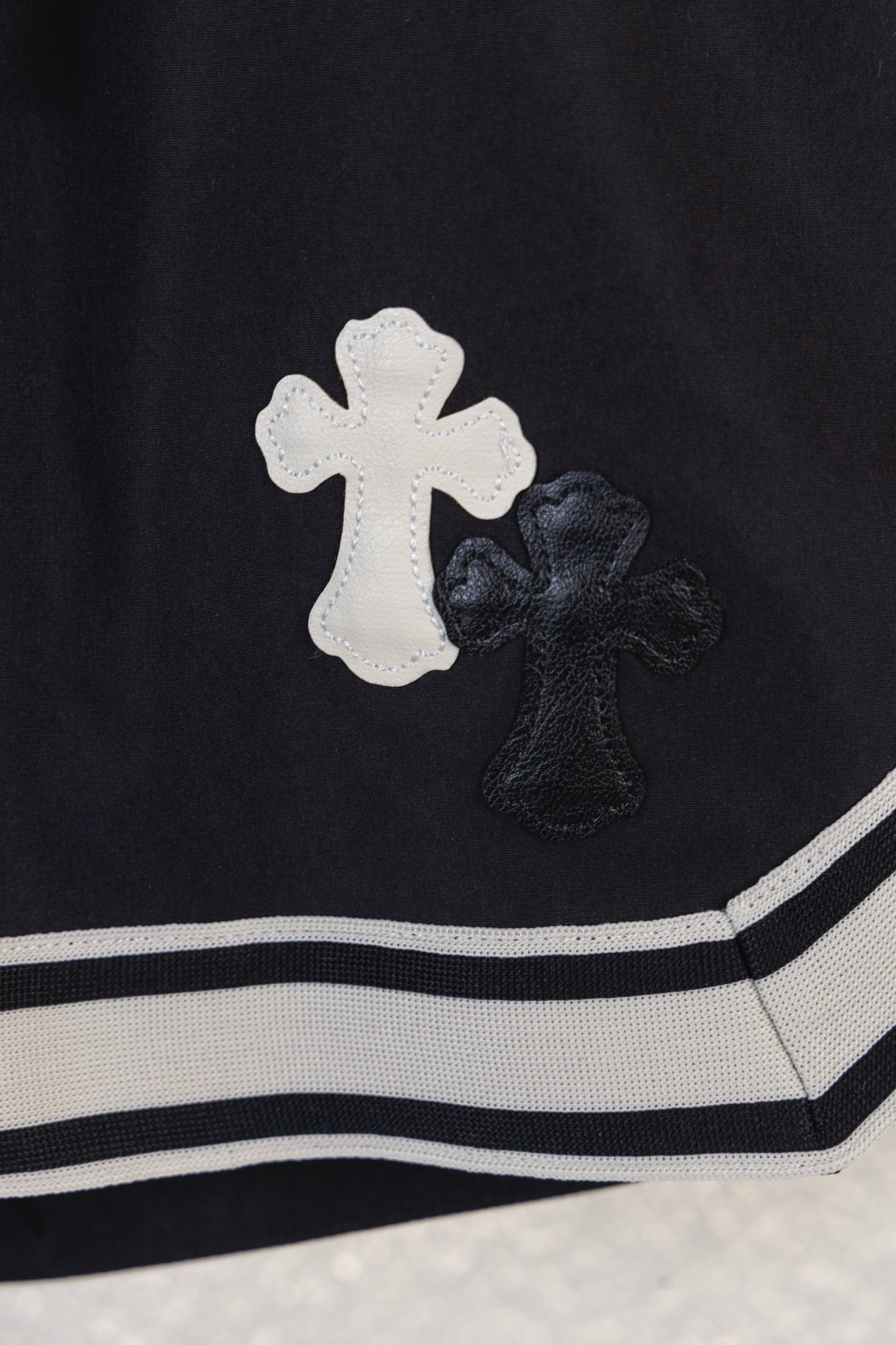 Chrome Hearts Sanskrit Letter Embroidered Logo Tape Shorts
