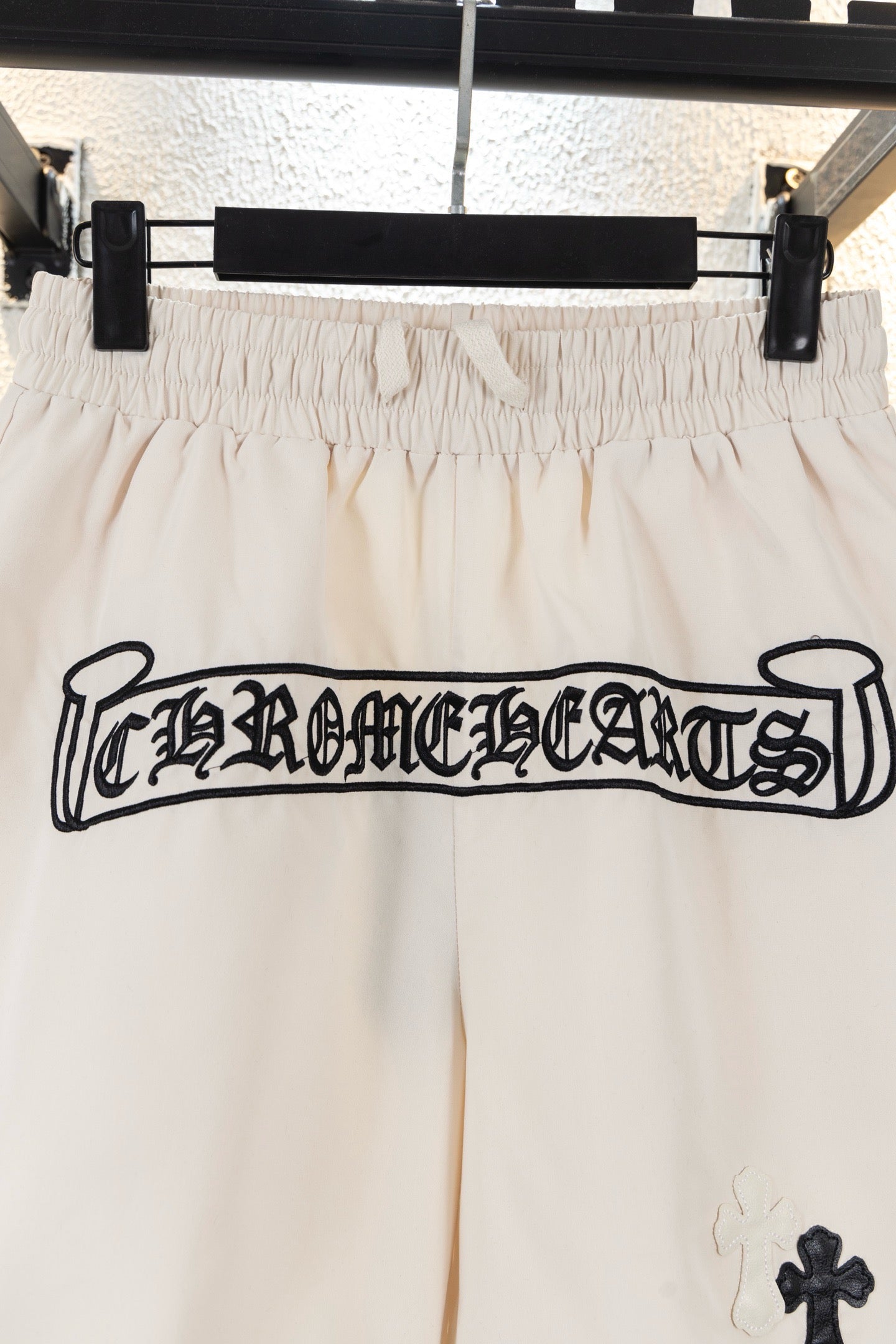 Chrome Hearts Sanskrit Letter Embroidered Logo Tape Shorts