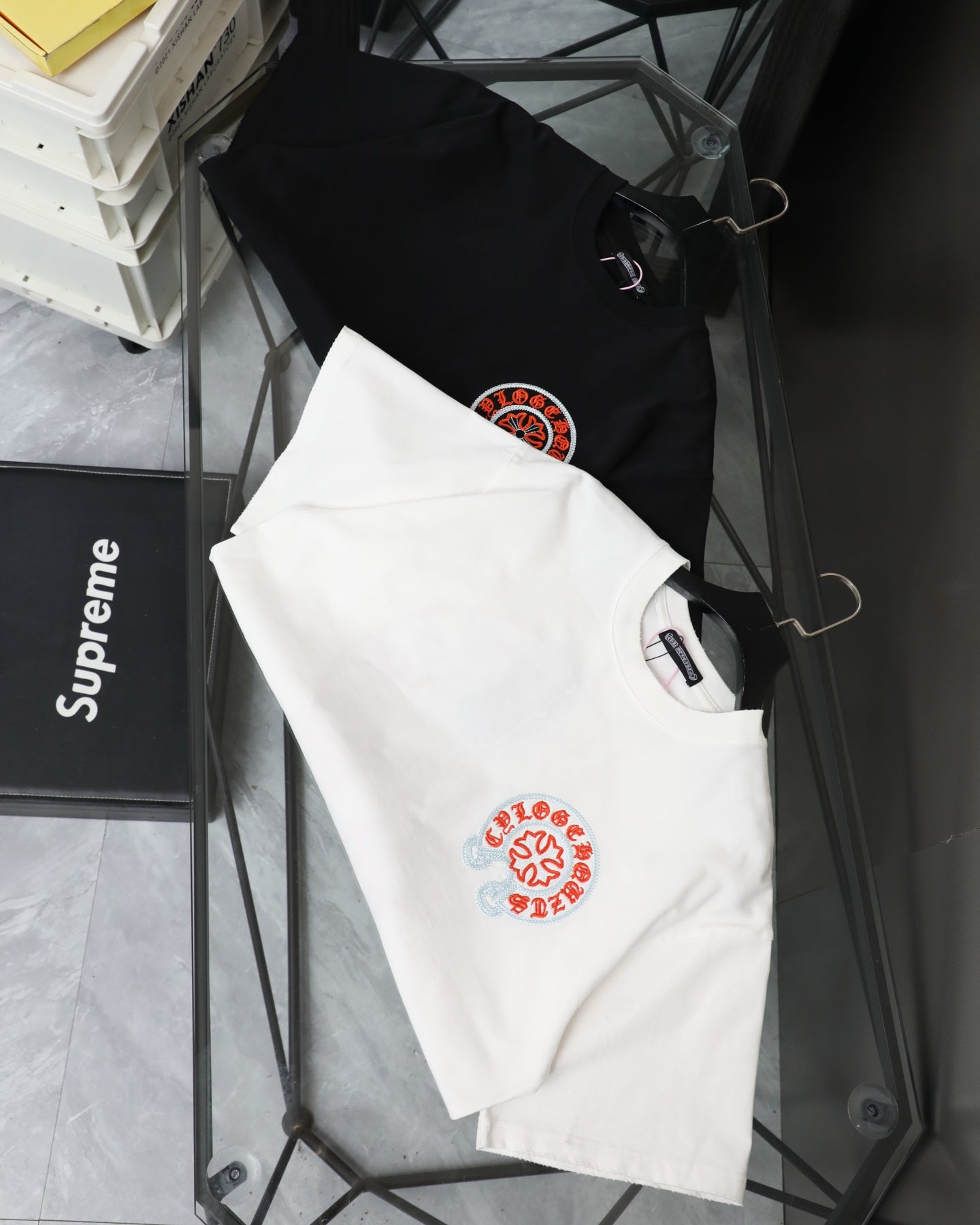 Chrome Hearts 26SS Orange Label Horseshoe Embroidered Distressed T-Shirt