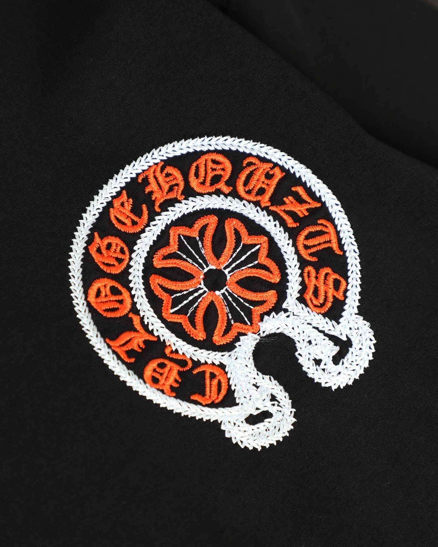 Chrome Hearts 26SS Orange Label Horseshoe Embroidered Distressed T-Shirt