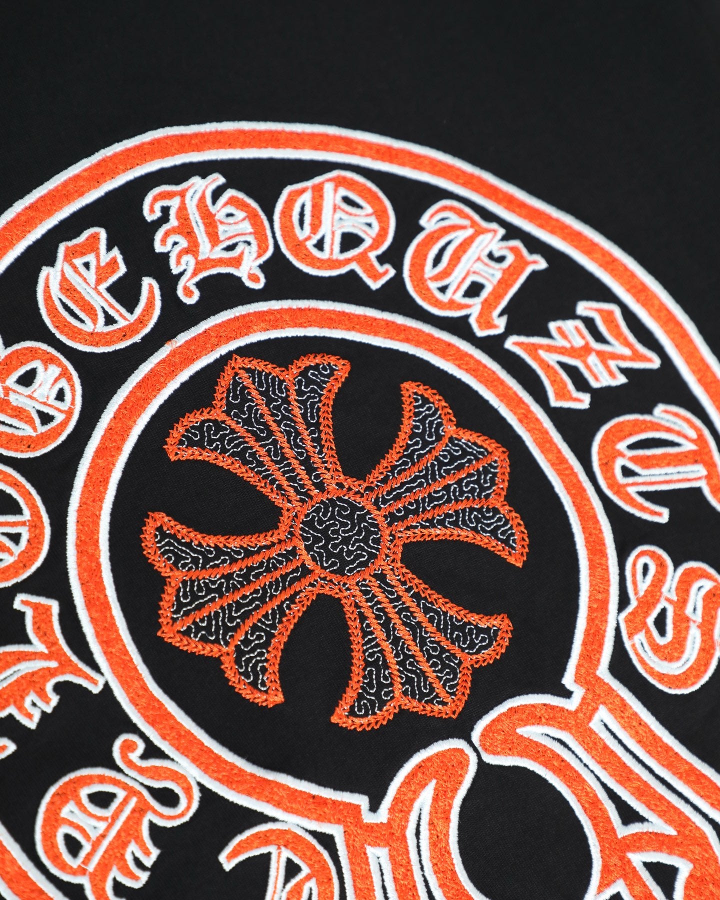 Chrome Hearts 26SS Orange Label Horseshoe Embroidered Distressed T-Shirt