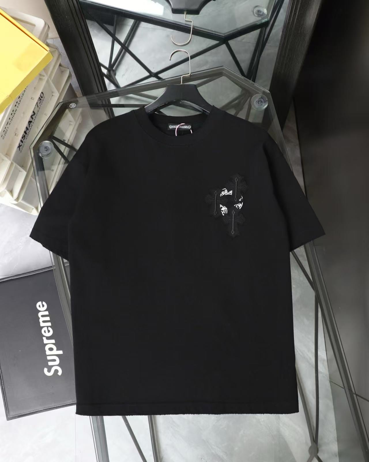 Chrome Hearts Style 26SS Heavy Patch Embroidery Distressed Crew Neck T-Shirt