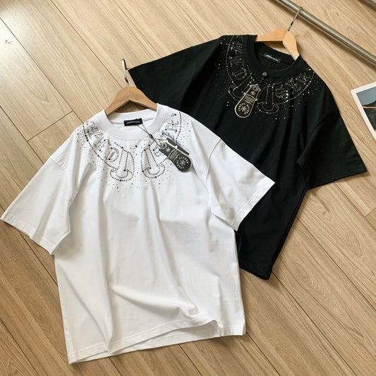 Chrome Hearts Burnout Heavy Embroidery Cotton Short Sleeve T-Shirt