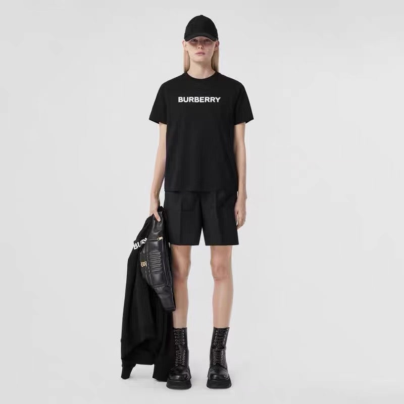 Embroidered Letter Logo Crew Neck T-Shirt