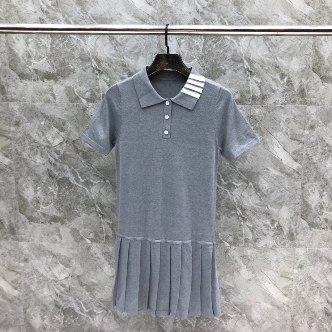 Women's Collared Four Stripe Knit Maxi Dress