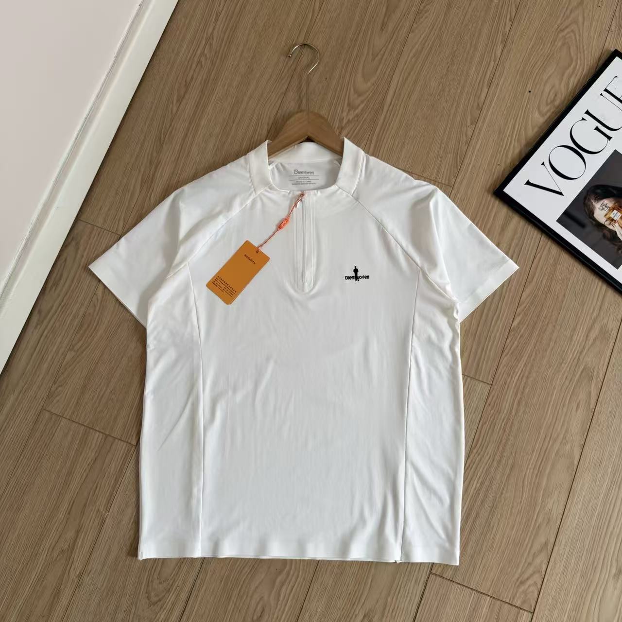 Men's Premium Zip Polo Shirt – Business Casual Short Sleeve Summer Tee