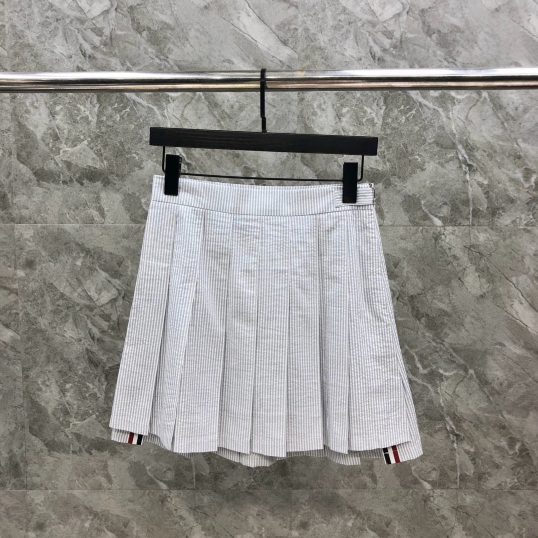 Women's High Waist Striped Seersucker Mini Skirt