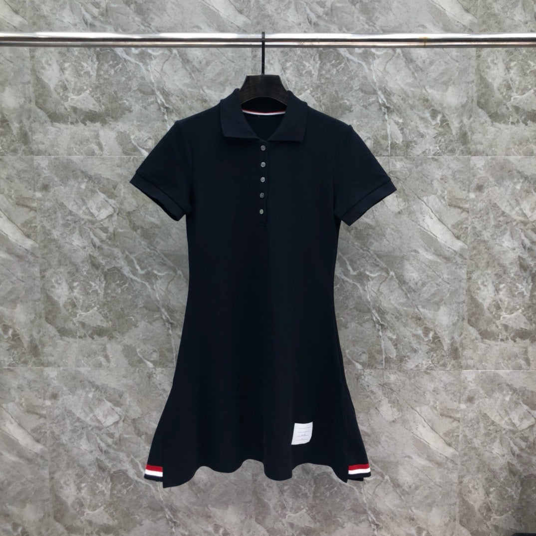Women's Piqué Cotton Polo Dress with Contrast Webbing Detail