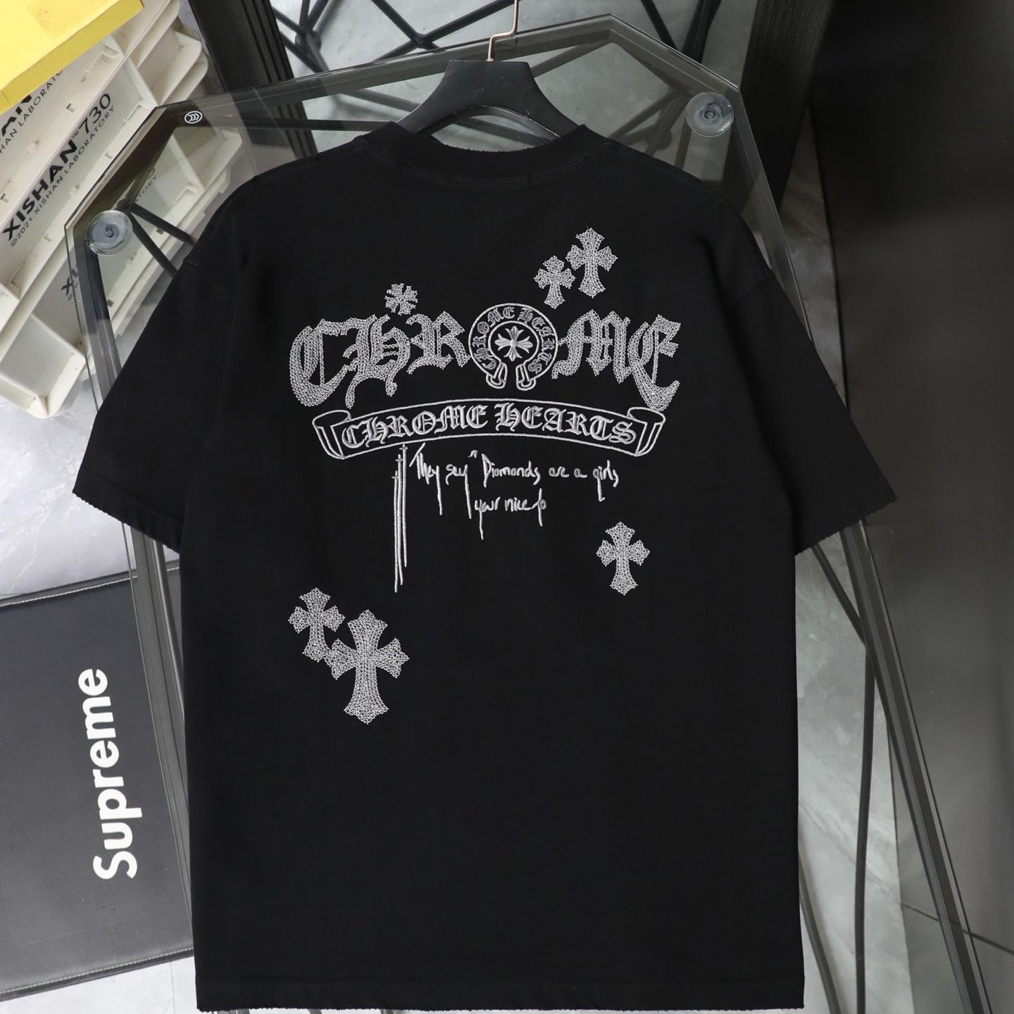 Chrome Hearts 26SS Hollow Embroidered Vintage Short Sleeve T-Shirt