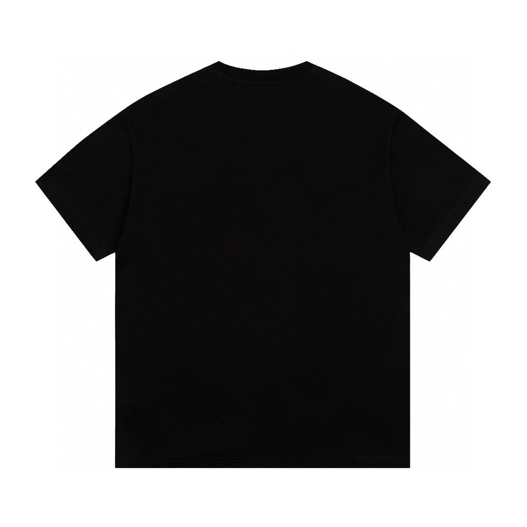 New Black Lock Logo Letter Graphic T-Shirt, Chest Print Short Sleeve Casual Tee
