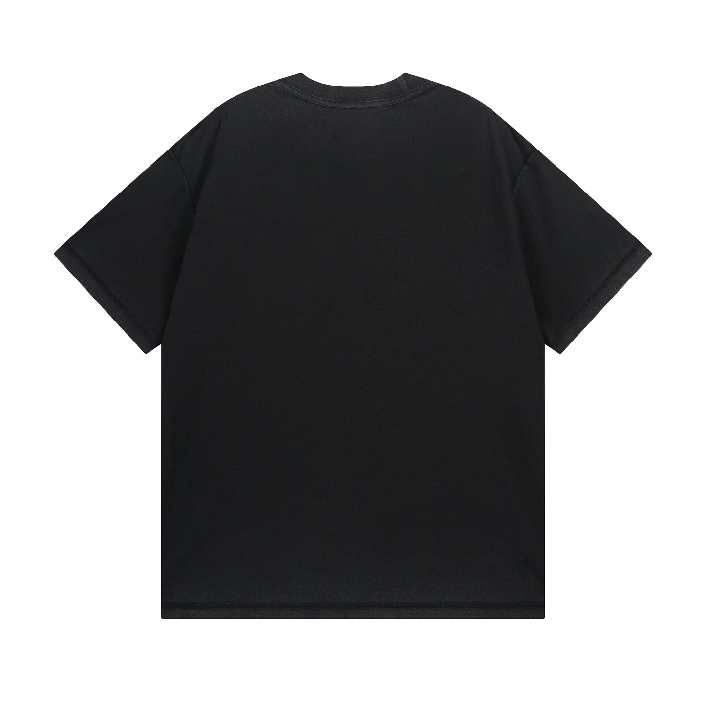 New Black Crew Neck Jersey Knit T-Shirt, Short Sleeve Loose Fit Casual Tee