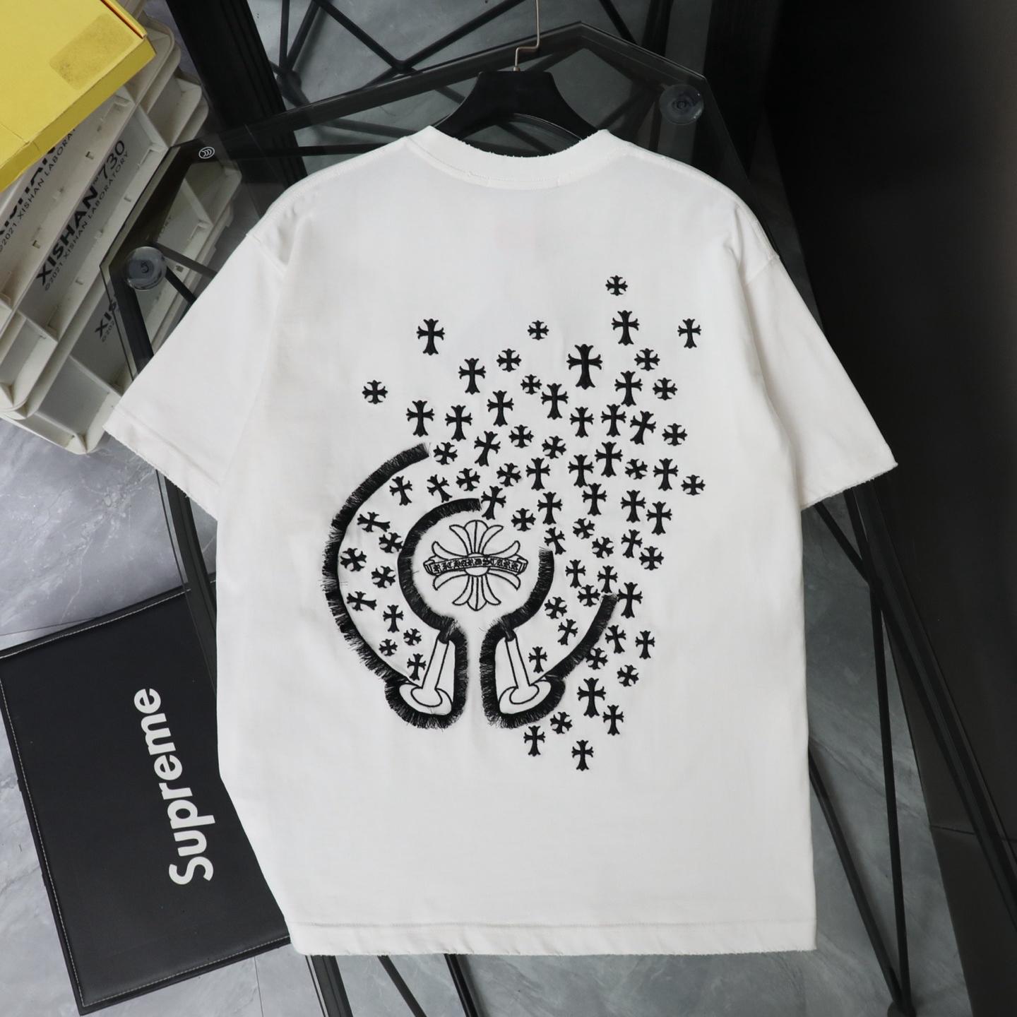 Chrome Hearts Star Cross Patch Embroidered Vintage Short Sleeve T-Shirt