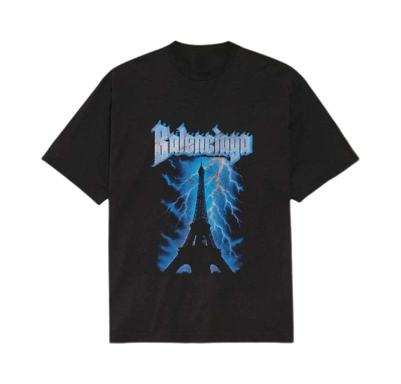 New High Quality Pure Cotton T Shirt with Lightning Graphic Print Design