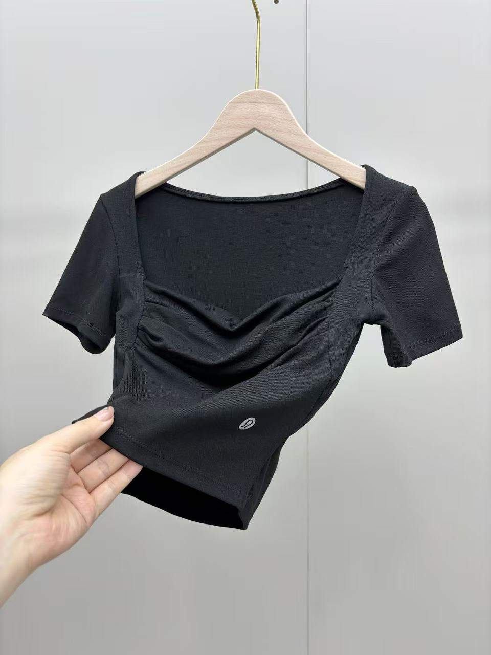 2-pack 2026 New Square Neck Ruched Short Sleeve Top