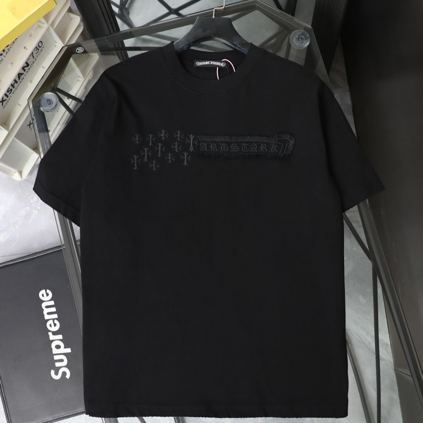 Chrome Hearts Star Cross Patch Embroidered Vintage Short Sleeve T-Shirt