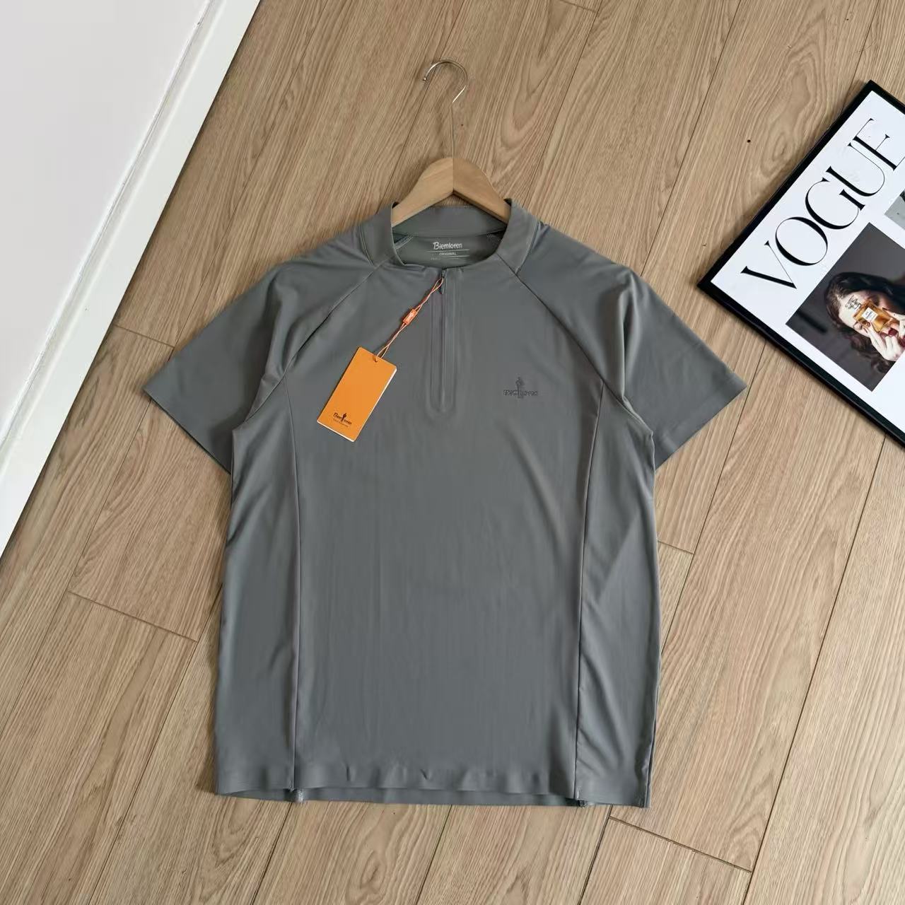 Men's Premium Zip Polo Shirt – Business Casual Short Sleeve Summer Tee