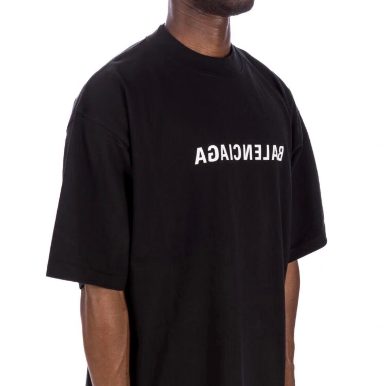Black Mirror Letter Graphic T-Shirt, Crew Neck Short Sleeve Casual Tee
