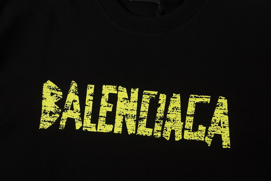New Black Tape Letter Graphic T-Shirt, Crew Neck Short Sleeve Casual Tee