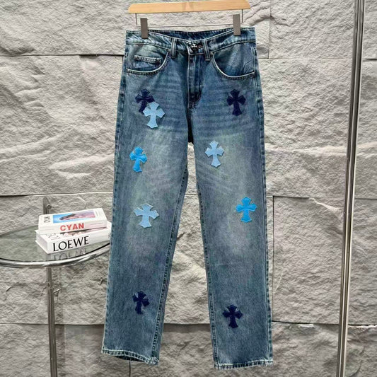Chrome Hearts New Classic Blue Cross Denim Jeans