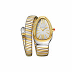 BVLGR Serpenti Tubogas – Silver with White Dial, Diamond-Set