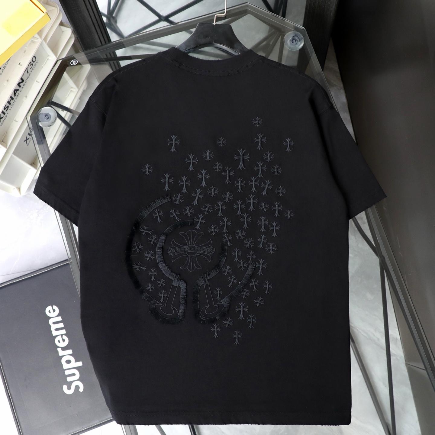 Chrome Hearts Star Cross Patch Embroidered Vintage Short Sleeve T-Shirt