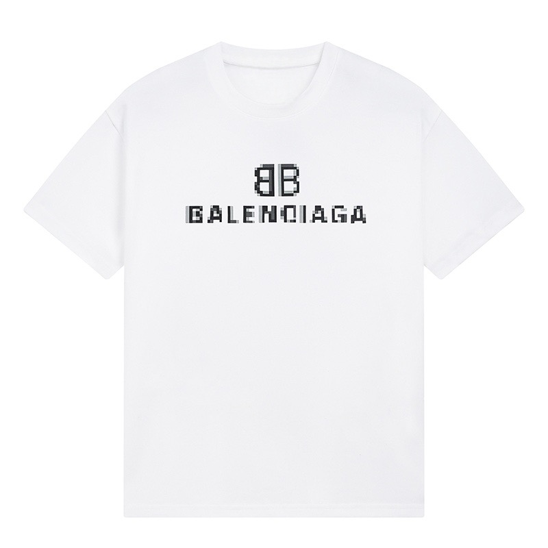 New Mosaic Blur Logo Letter Graphic T-Shirt, Crew Neck Short Sleeve Casual Tee