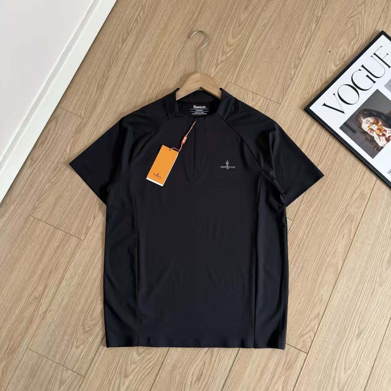 Men's Premium Zip Polo Shirt – Business Casual Short Sleeve Summer Tee