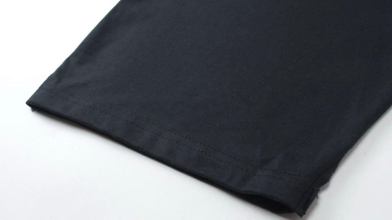 New Black Jersey Knit T-Shirt, Crew Neck Short Sleeve Loose Fit Casual Tee