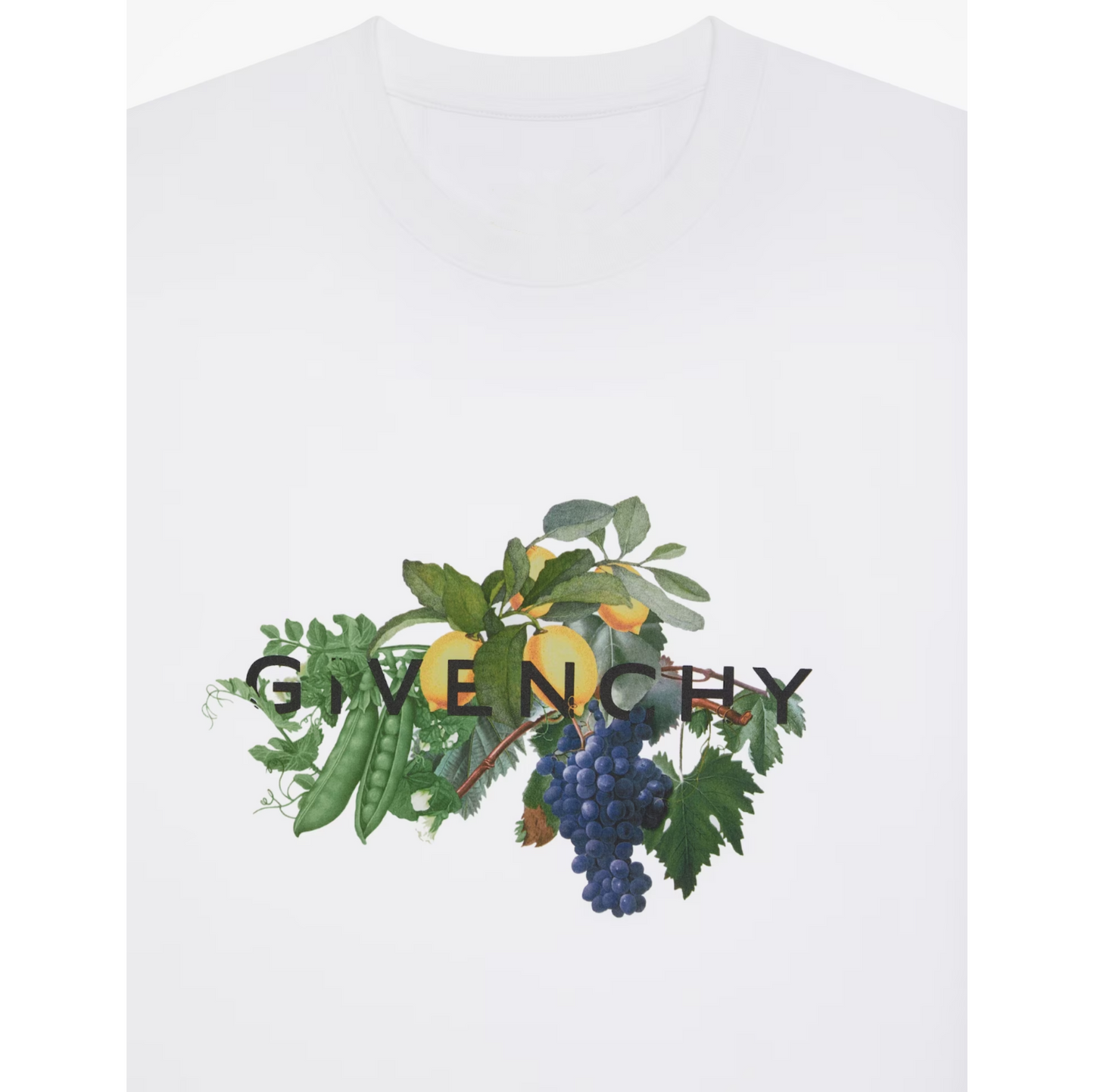 New Relaxed Loose-Fit Straight Crew Neck T Shirt with Plant and Fruit Print