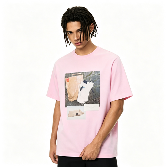 New Women’s Pink Cotton T Shirt with Archive Print