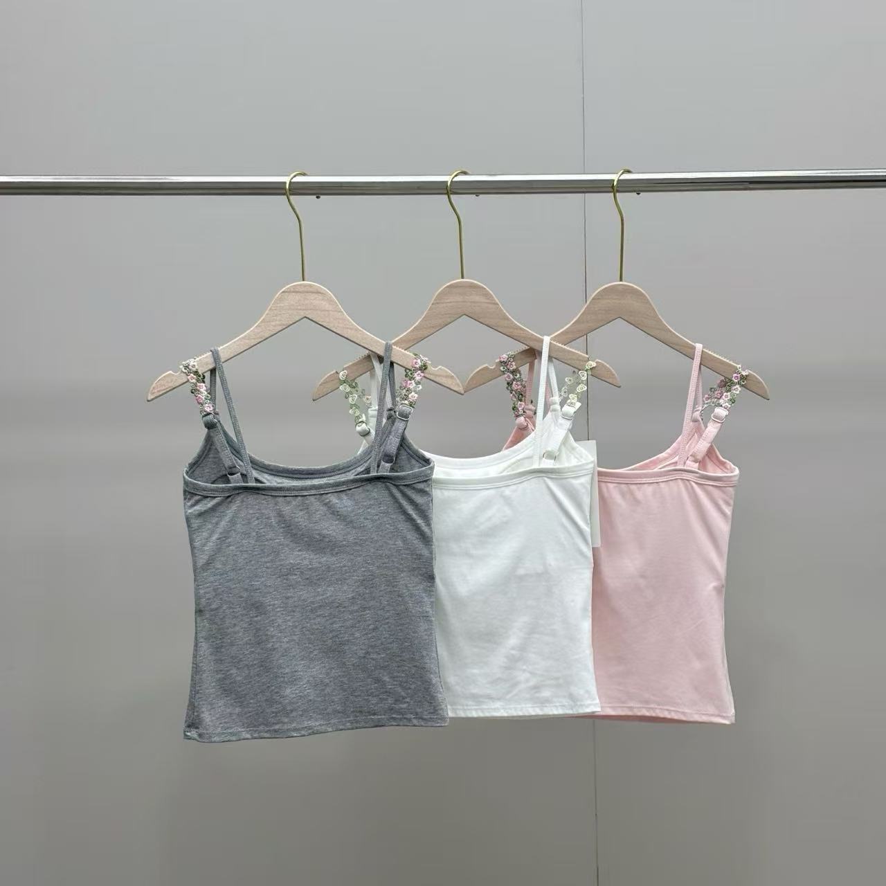 3-Pack 2026 New Embroidered Spaghetti Strap Tank Top