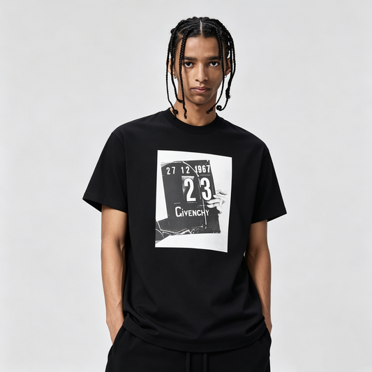 New Crew Neck T Shirt Vintage Film-Style Graphic Print  Premium Pure Cotton Fabric