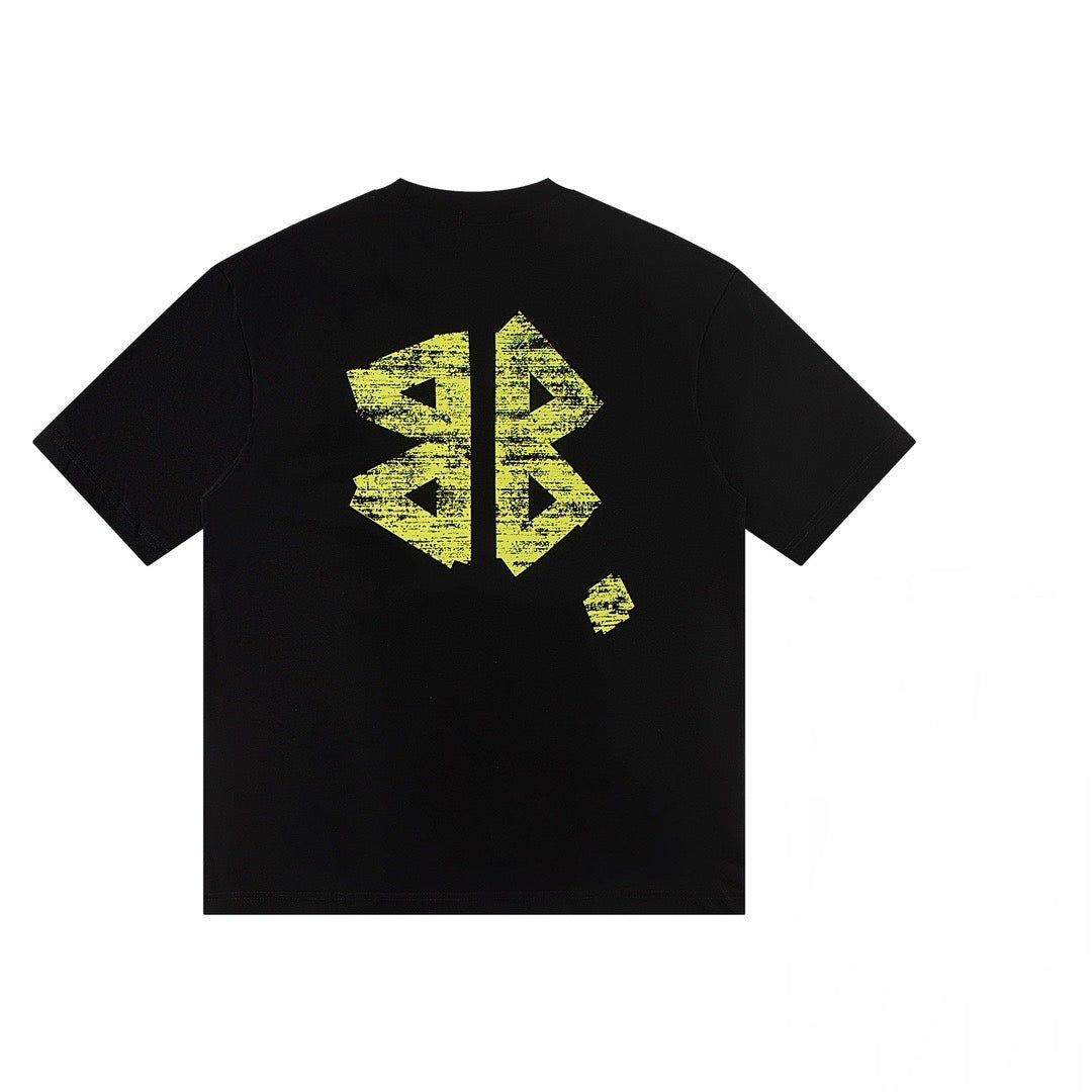 New Black Tape Letter Graphic T-Shirt, Crew Neck Short Sleeve Casual Tee