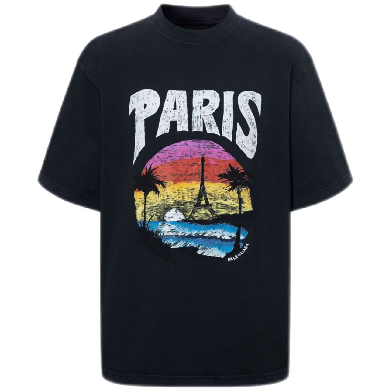 New Crew Neck Pure Cotton T Shirt with Architectural Letter Graphic Print