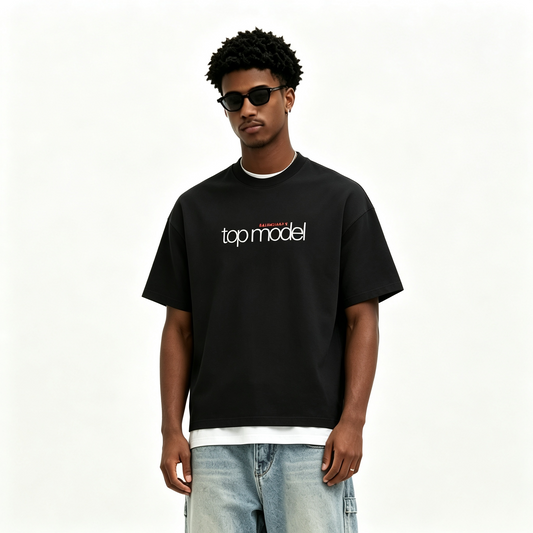 New Black Top Model Vintage Jersey T-Shirt, Fit Short Sleeve Casual Tee
