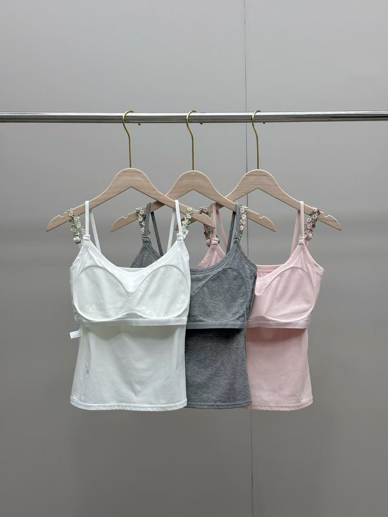 3-Pack 2026 New Embroidered Spaghetti Strap Tank Top