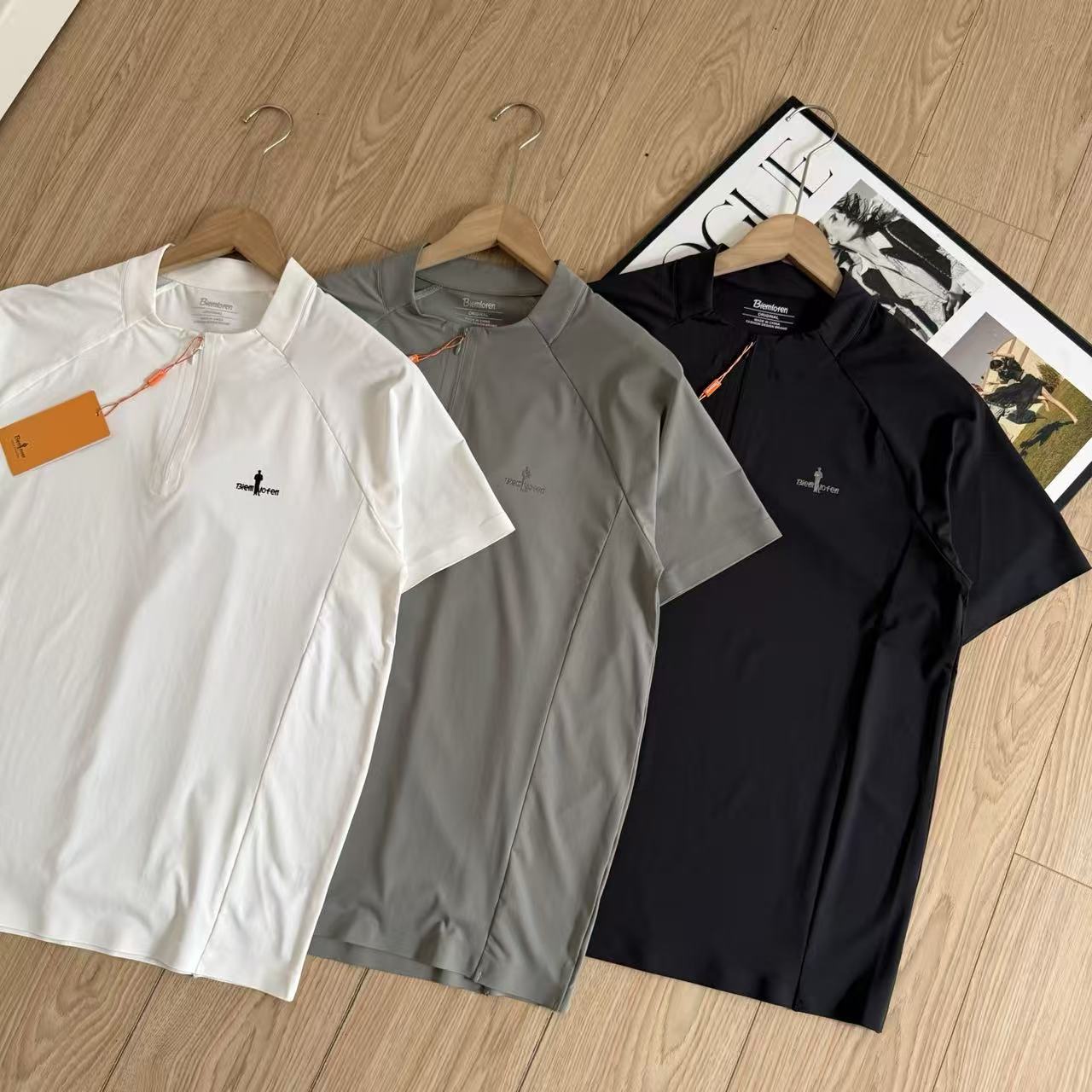 Men's Premium Zip Polo Shirt – Business Casual Short Sleeve Summer Tee