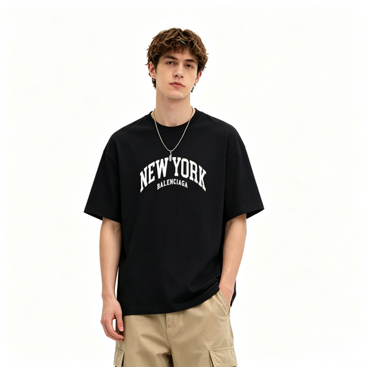 New Unisex Letter Logo Print Graphic Tee, Crew Neck Short Sleeve Casual T-Shirt