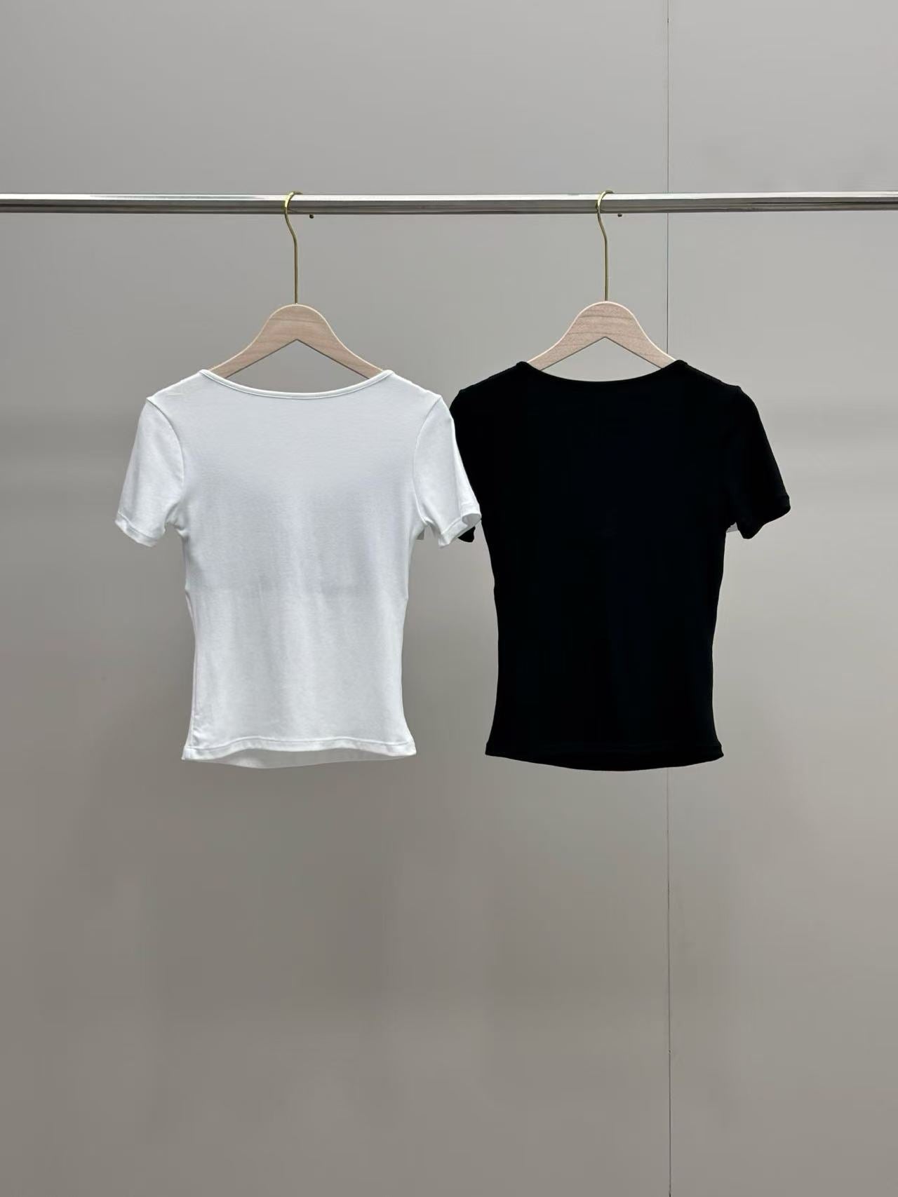 2-Pack New U-Neck Faux Two-Piece Short Sleeve T-Shirt
