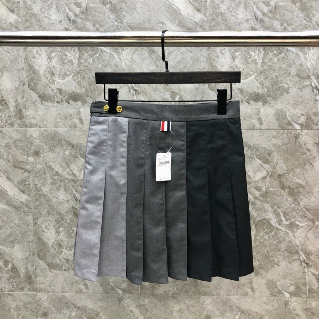 Women's High Waist Three Tone Color Block Mini Skirt